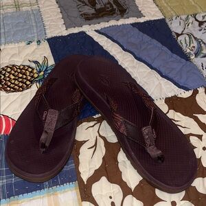 Chaco Deep Burgundy and Pink Sandals flip flops size 8W